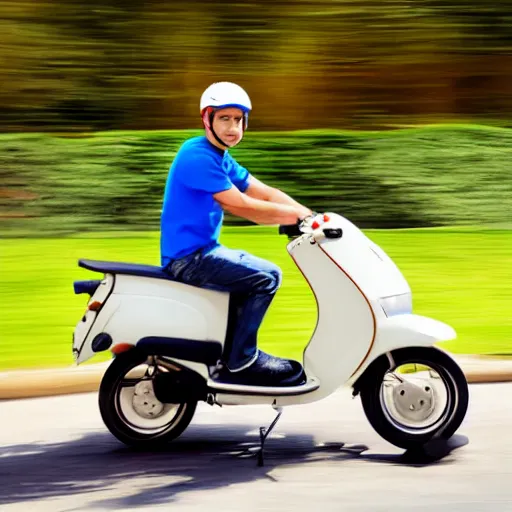 Prompt: delivery driver on moped delivering packages, extremely high quality, artistic rendering, cartoon, sharp, no blur, edited, white background