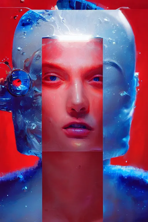 Prompt: 3 d, sci - fi, morning, stanley kubrick smiling fashion model face, sun, cinematic, lightning clouds, vogue cover style, water, light red and deep blue mood, realistic painting, intricate oil painting, high detail, figurative art, multiple exposure, poster art, 3 d, by tooth wu and wlop and beeple and greg rutkowski