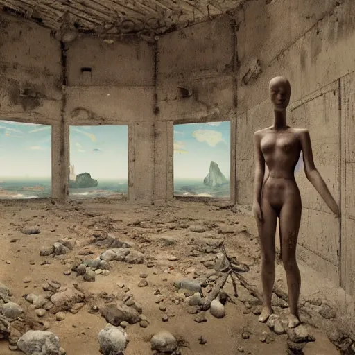 Image similar to trapped inside a liminal space, hyperrealistic surrealism, fake reality, dreamscape, david friedrich, award winning masterpiece with incredible details, zhang kechun, a surreal vaporwave vaporwave vaporwave vaporwave vaporwave painting by thomas cole of a gigantic broken mannequin head sculpture in ruins, astronaut lost in liminal space, highly detailed, trending on artstation