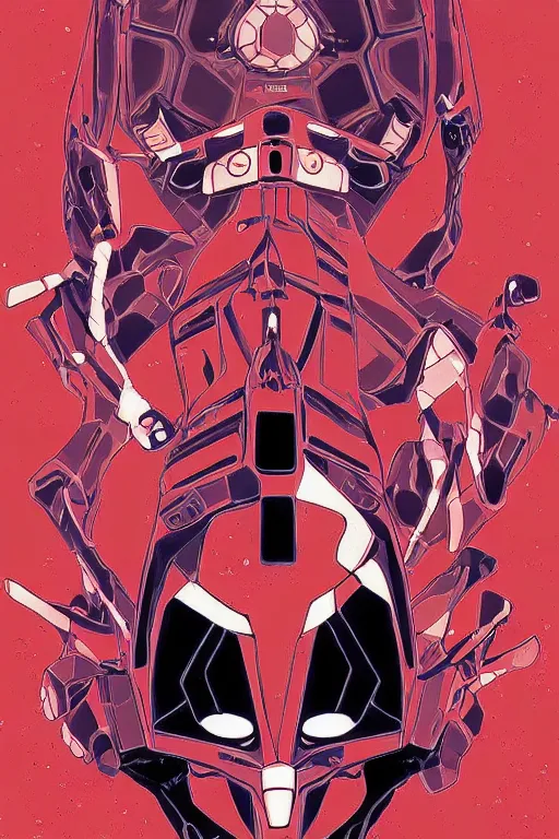 Image similar to a close up of a evangelion, drawn by robbie trevino and laurie greasle, perfectly symmetrical, poster, digital art, comic art, concept art