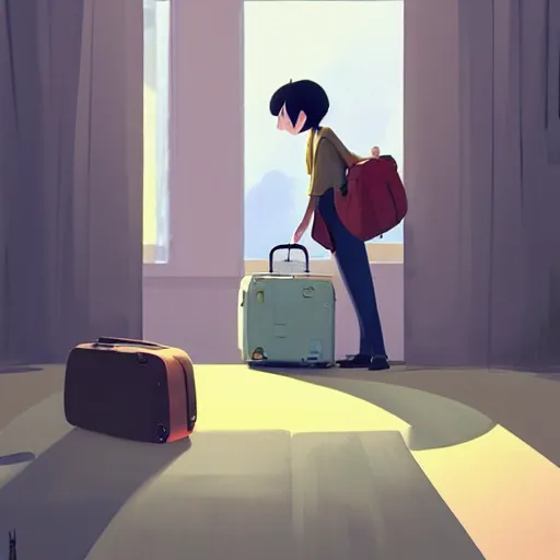 Image similar to goro fujita ilustration packing the car with luggage before going on a trip, painting by goro fujita, sharp focus, highly detailed, artstation