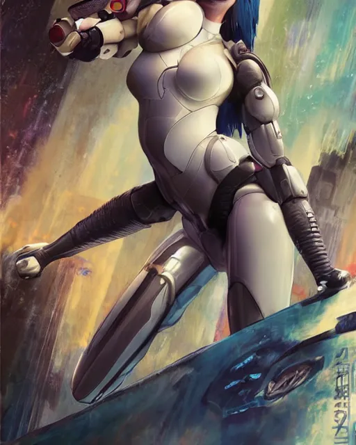 Image similar to weta disney pixar movie still portrait photo of motoko kusanagi ghost in the shell : : as cyborg woman by pixar : : by weta, wlop, ilya kuvshinov, rossdraws, artgerm, marvel, maxim cover, latex, octane render, sweaty, iridescent, bright morning, anime, liosh, mucha : :