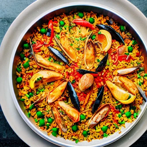 Image similar to high quality food picture of an authentic paella