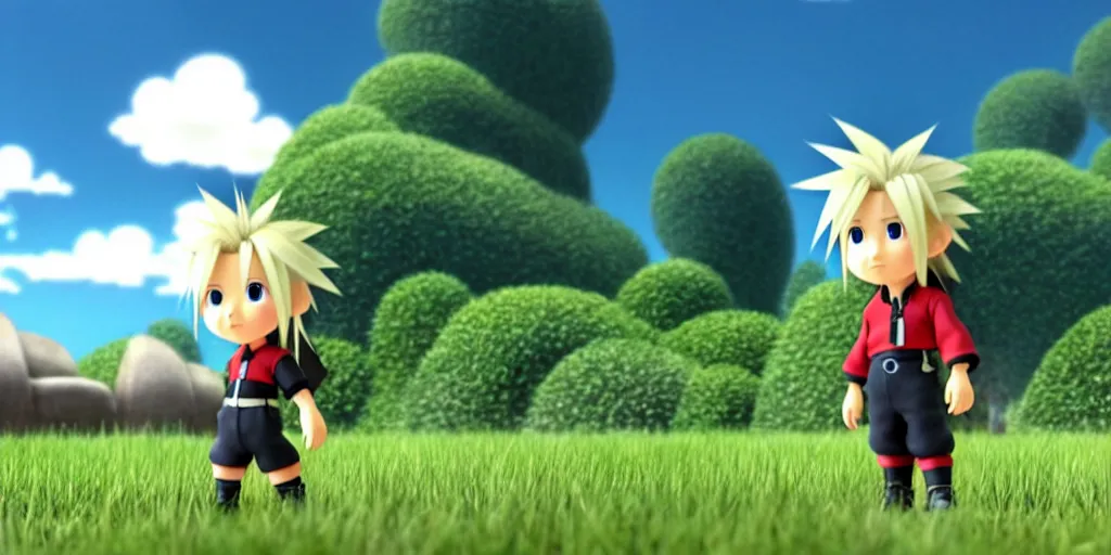 Prompt: a wholesome animation key shot of cloud strife studio ghibli pixar and disney animation sharp render