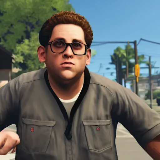 prompthunt: jonah hill as lester gta 5, 4k, video game