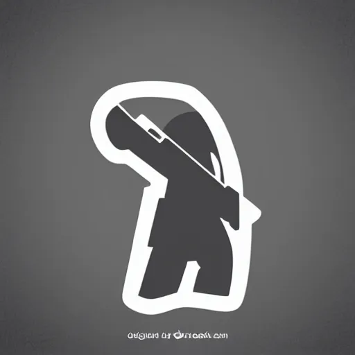 Prompt: slick minimalist line logo of a ghostly figure holding a sniper rifle, watermark, epic design