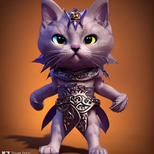 Image similar to super cute fantasy cat warrior 3D concept art by todd mcfarlane, anthropomorphic, elegant, glowing effect, ornate, dynamic, centered, sharp focus, beautiful detailed, face very realistic, Game Art!!, hyper detailed, no background, cartoon, cinematic, raytrace, Trend on artstation, C4D