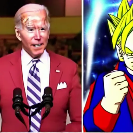 Image similar to a joe biden in dragon ball z