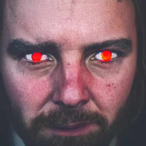 Image similar to a man with red glowing eyes