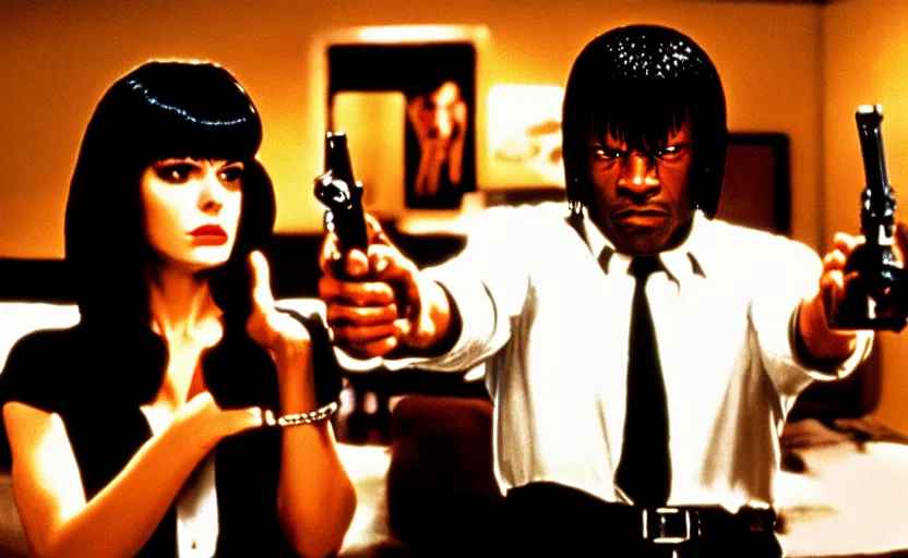 Image similar to film still of Pulp Fiction, high resolution, 4k, 8k, hd, full color