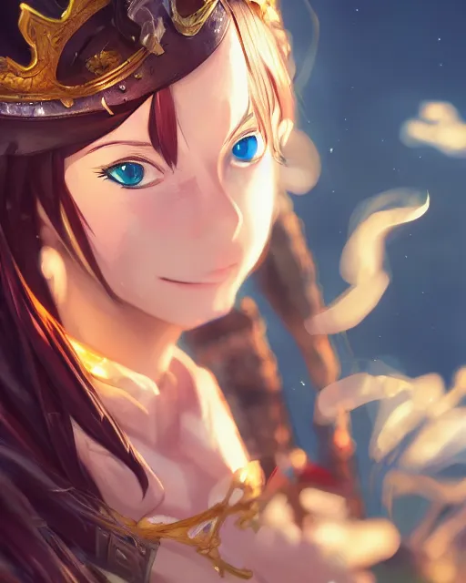 Prompt: a girl cosplaying as a king, full shot, atmospheric lighting, detailed face, one piece style, by makoto shinkai, stanley artgerm lau, wlop, rossdraws