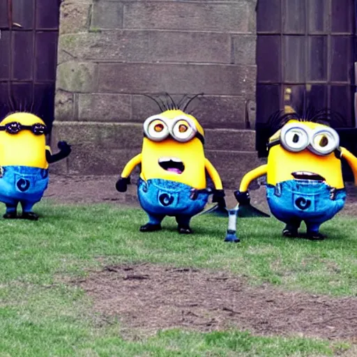 Prompt: minions playing quidditch