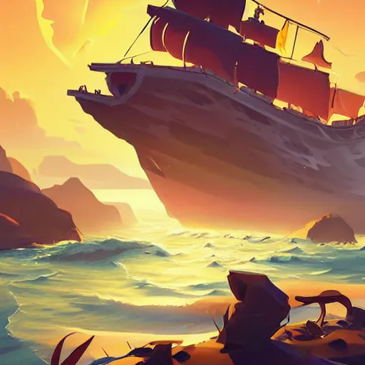 Image similar to painting treasure on sea of thieves game smooth median photoshop filter cutout vector, behance hd by jesper ejsing, by rhads, makoto shinkai and lois van baarle, ilya kuvshinov, rossdraws global illumination