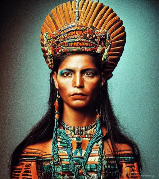 Image similar to portrait_photo_of_a_stunningly beautiful mayan maiden, 16th century, hyper detailed by Annie Leibovitz, Steve McCurry, David Lazar, Jimmy Nelsson, professional photography