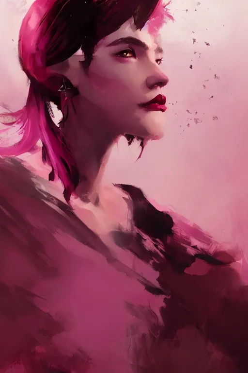 Prompt: A beautiful woman with professional makeup, with shoulder length mid-length magenta hair, dramatic lighting, dramatic atmosphere, subtle and detailed, by Dustin Nguyen, Akihiko Yoshida, Greg Tocchini, Greg Rutkowski, Cliff Chiang, 4k resolution, heavy contrast, trending on artstation