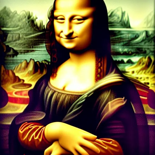 Image similar to the painting of Mona Lisa, but with Mr. Bean, hyperdetailed