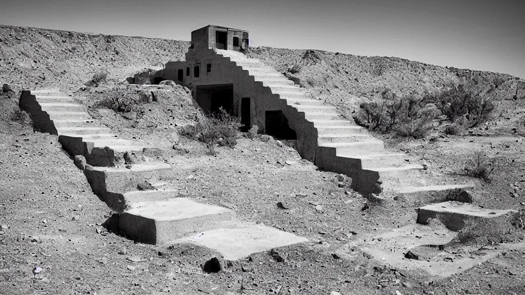 Image similar to concrete stairs going nowhere in the middle of a desert, surrealism photography by Sarolta Bán