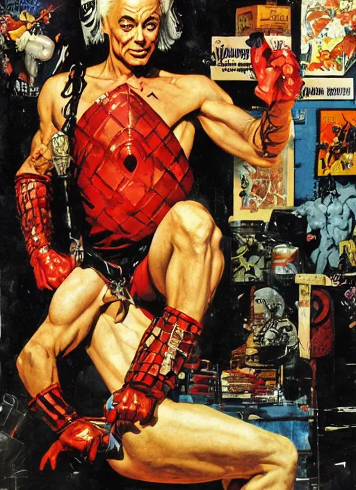 Prompt: full body and head portrait of udo kier as marvel sandman, dynamic action, painted by norman rockwell and phil hale and greg staples and tom lovell and frank schoonover and jack kirby