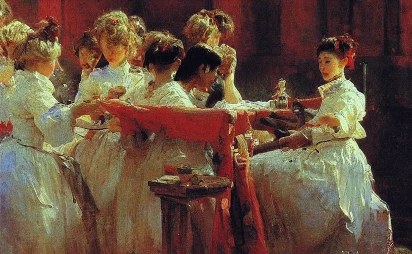 Image similar to high quality high detail painting by ilya repin, painter in workshop, hd