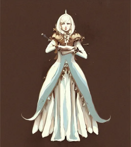 Image similar to portrait of a baroque dress design inspired by pumpkin from fantasy world for queen by atey ghailan, by greg rutkowski, by greg tocchini, by james gilleard, by joe fenton, by kaethe butcher, dynamic lighting, gradient light blue, brown, blonde cream and white color scheme, grunge aesthetic