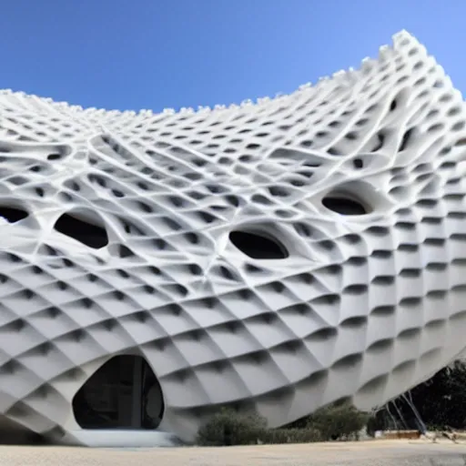 Image similar to 3d printed building, parametric design by zaha hadiid