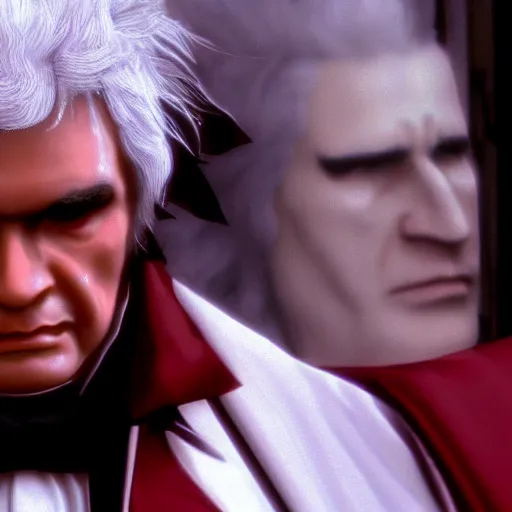 Prompt: Beethoven as a character in Devil May Cry, film still, photorealistic, full shot