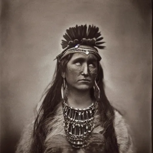 Prompt: vintage photo of a beautiful pictish princess by edward s curtis, photo journalism, photography, cinematic, national geographic photoshoot