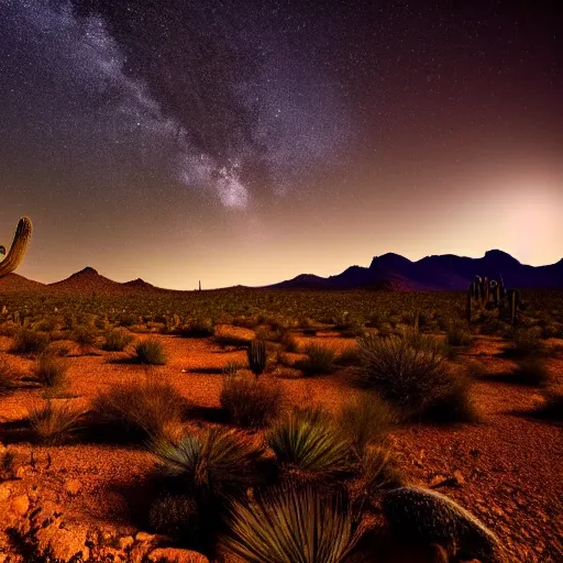 Image similar to beautiful moonlit dark starry landscape photography of an Arizona desert, lake