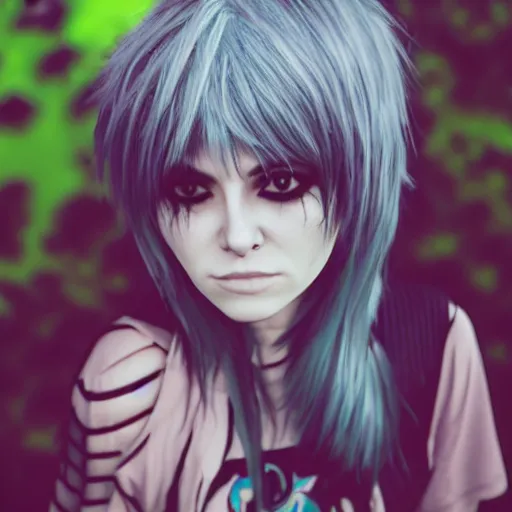 Image similar to saria as emo girl