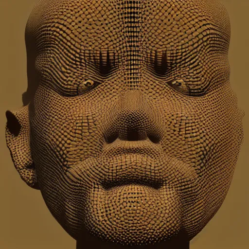 Image similar to A 3D human head render in a trypophobia style, 8k