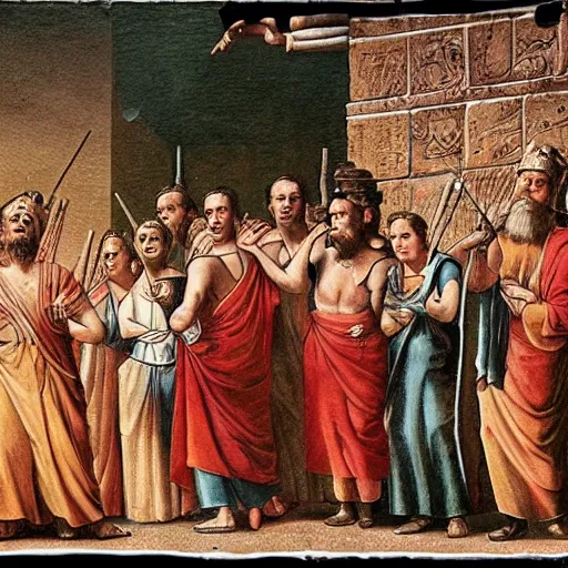 Image similar to stand up comedians from the roman empire