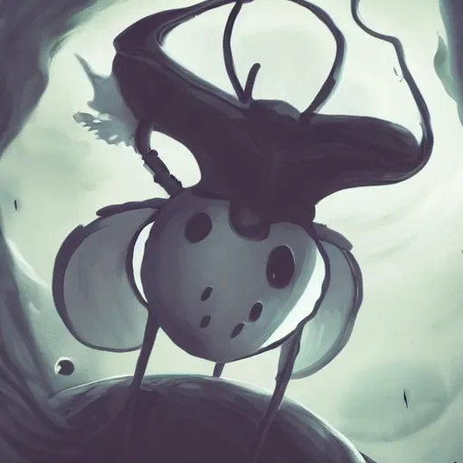 Prompt: cover art for hollow knight. Hornet. Ominous. Small scale High detail. No text. Green. Vibrant Colors. Happy. Sharp. 4K 8K. Detailed shapes.