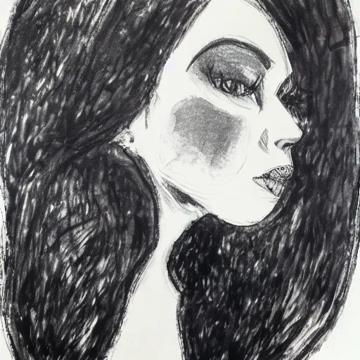 Image similar to 3 / 4 portrait of model black ink on paper