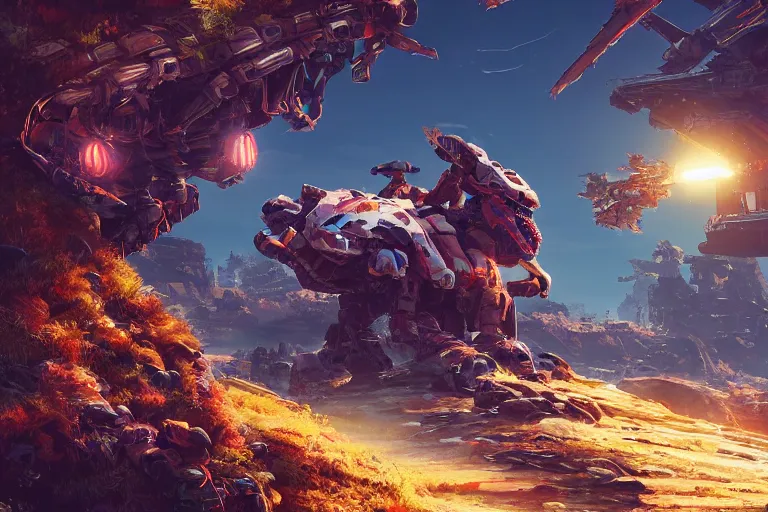 Image similar to shellsnapper machine mecanical creature robot of horizon forbidden west horizon zero dawn radiating a glowing aura global illumination ray tracing hdr fanart arstation by ian pesty and alena aenami artworks in 4 k