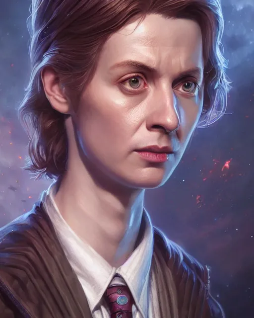 Image similar to doctor who portrait, highly detailed, d & d, fantasy, highly detailed, digital painting, trending on artstation, concept art, sharp focus, illustration, global illumination, ray tracing, realistic shaded, art by artgerm and greg rutkowski and fuji choko and viktoria gavrilenko and hoang lap