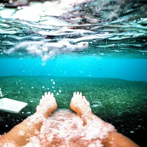 Prompt: photo of a bathtub underwater