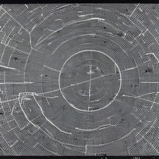 Prompt: photo of radar screen from 7 0 ’ s showing islands