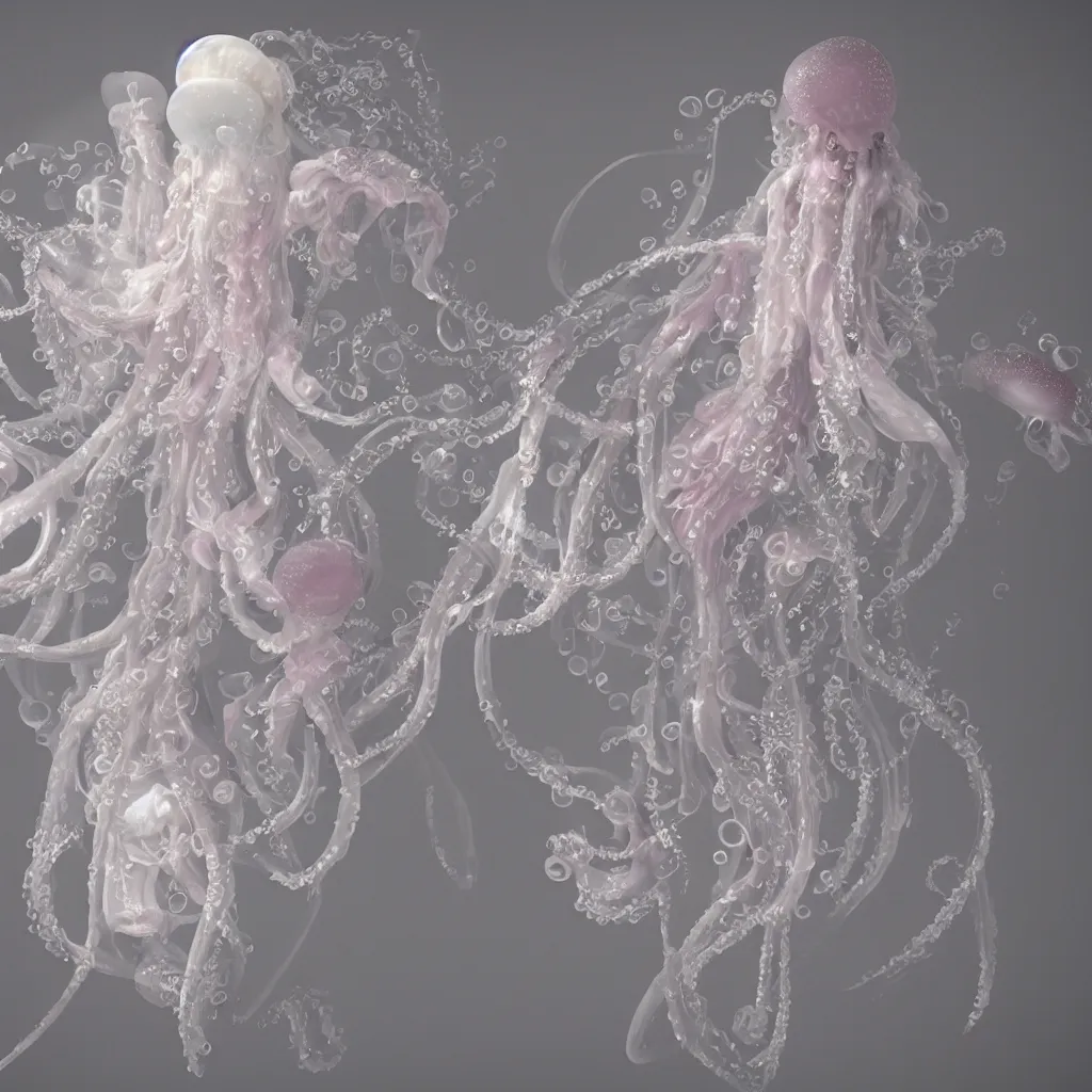 Image similar to rococo costume design，jellyfish，dreamy, soft , highly detailed, octane render, 8k