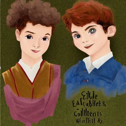 Image similar to Gilbert Blythe from anne with an e as college students, digital art