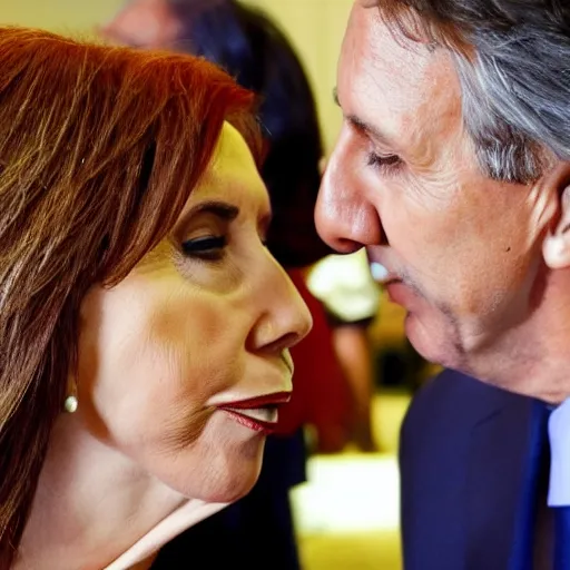 Prompt: Cristina Kirchner kissing Mauricio Macri