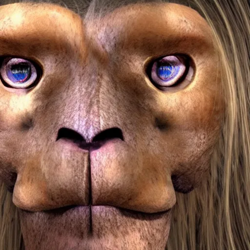 Image similar to a neandertal with feline features