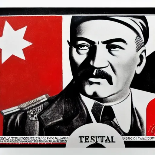 Prompt: communist propaganda poster with mustafa kemal ataturk