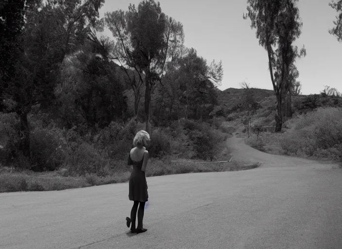 Image similar to Naomi Watts walking Mulholland Drive, Gregory Crewdson, Joel Sternfeld