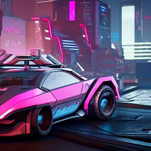 Prompt: a futuristic cyberpunk2077 car