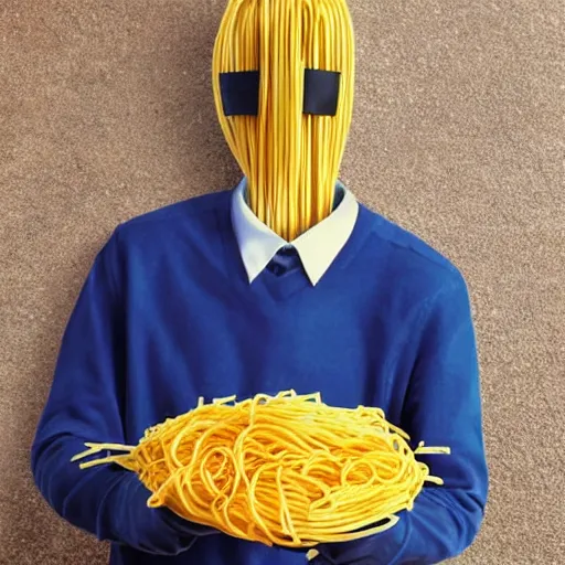 Prompt: man made from spaghetti