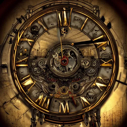 Image similar to cyberpunk antique mechanical clock in the style of a movie by tim burton,, high details, cinematic, 8 k resolution, beautiful detailed, insanely intricate details, artstation trending, octane render, unreal engine