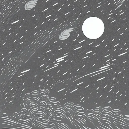 Image similar to ilya kuvshinov, mcbess illustration of an amazing meteor shower