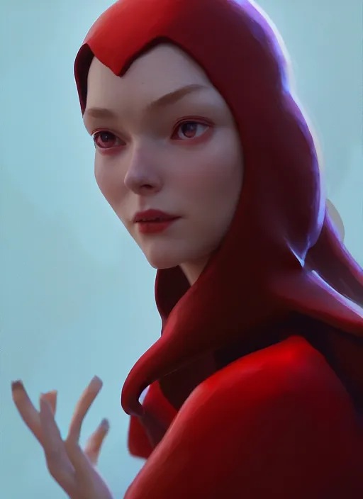 Prompt: scarlet witch, goro fujita, naturel, hyper detailed, digital art, trending in artstation, cinematic lighting, studio quality, smooth render, unreal engine 5 rendered, octane rendered, art style by klimt and nixeu and ian sprigger and wlop and krenz cushart.