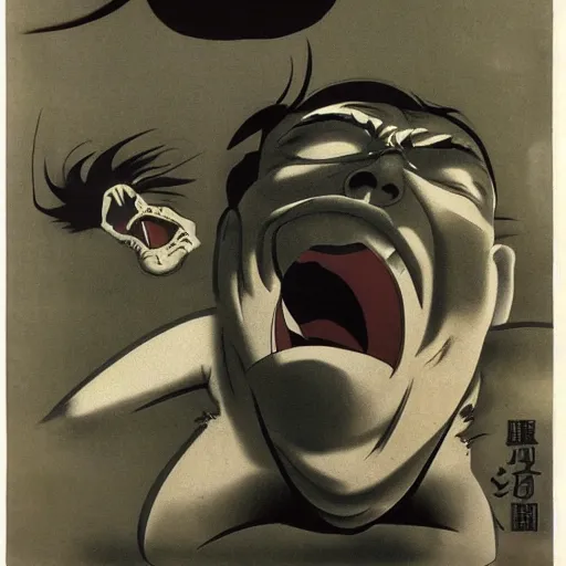 Image similar to mad man screaming, by yoichi hatakenaka, masao saito