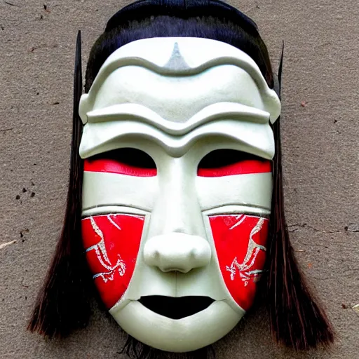 Image similar to japanese samurai mask with a dragon motive